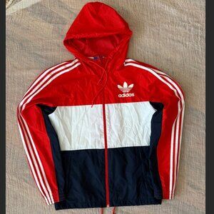 Unisex Adidas Red White and Blue Windbreaker